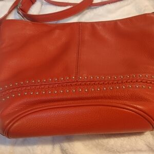 Brighton Orange Leather Studded Women's Bag